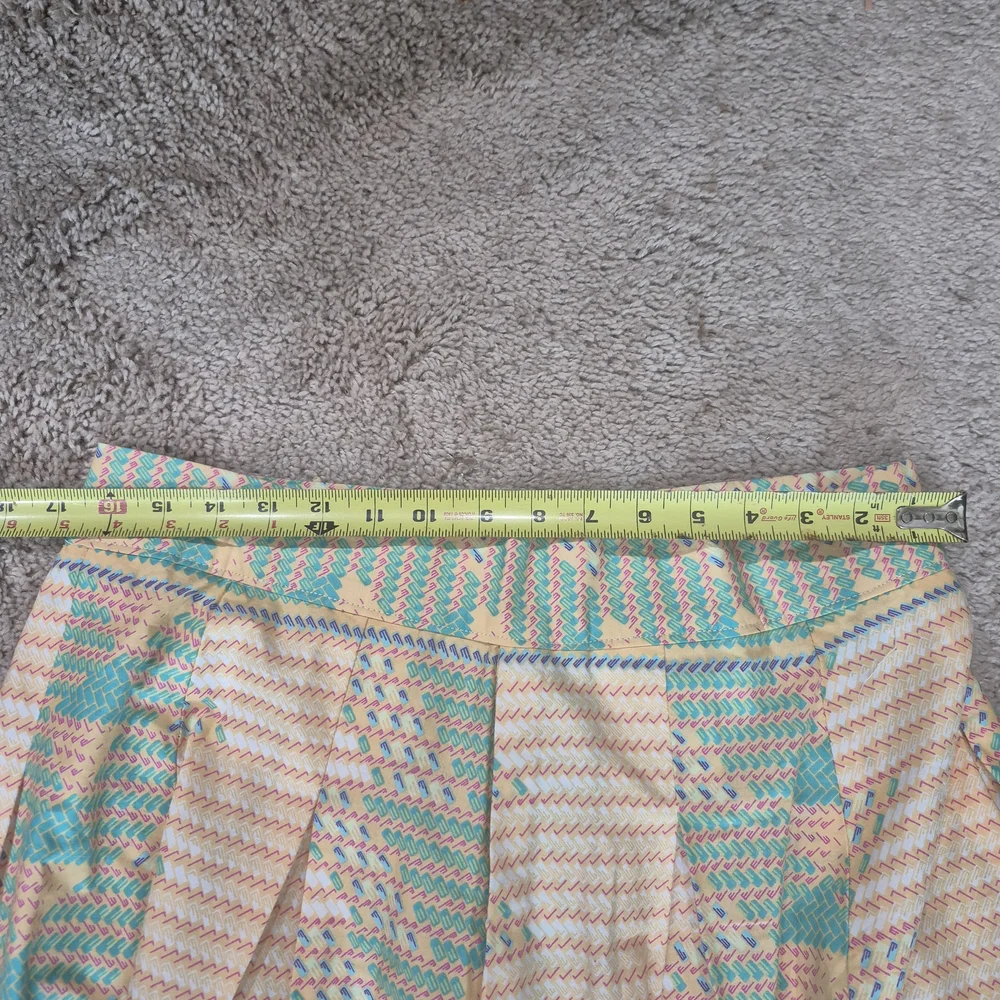 Peach and Teal Pleated Long A-line Skirt Modest Aztec Southwest Print - Picture 10 of 13